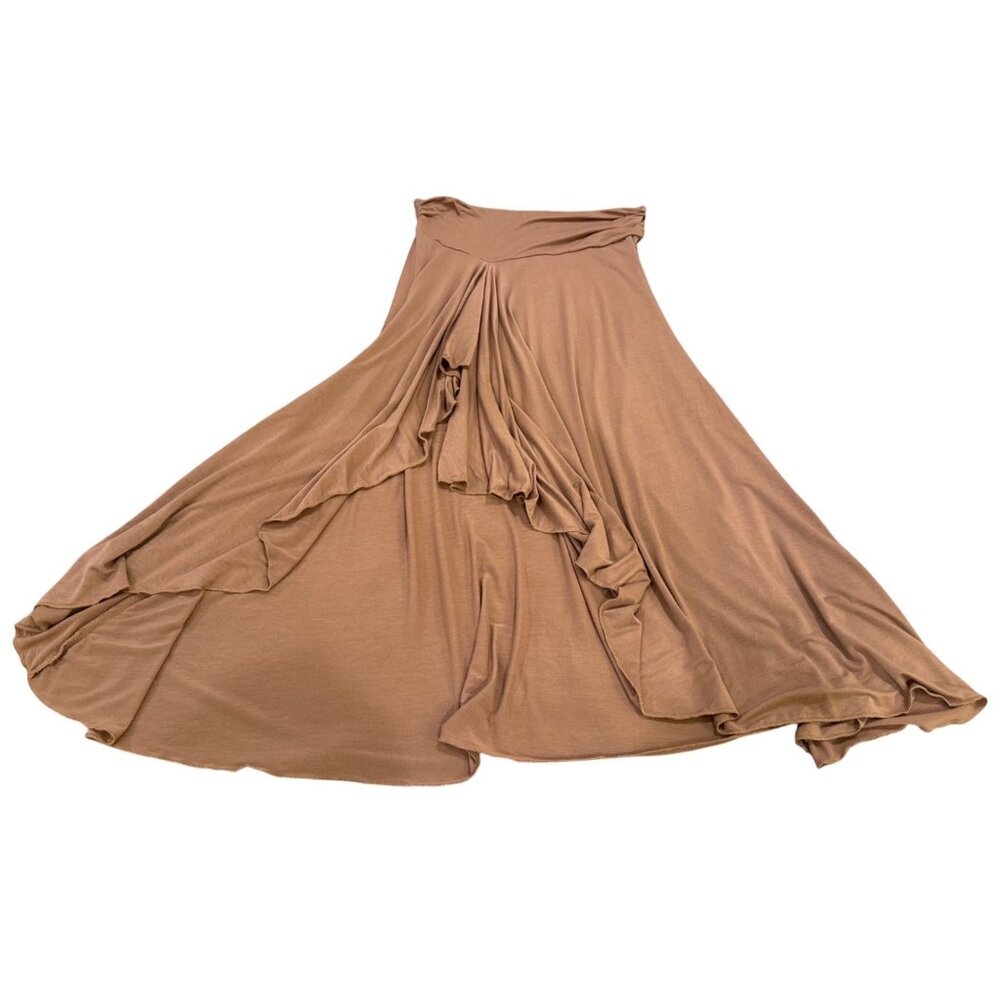 Umgee USA High-Low Brown Asymmetrical Hem Skirt Womens Flowy Boho Style